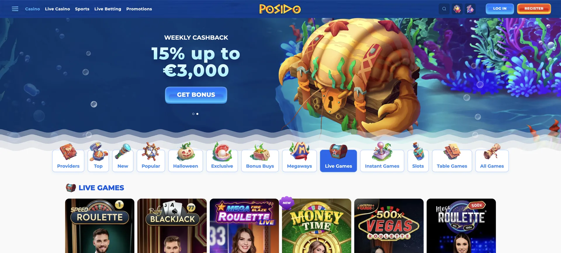 Posido Live Casino: Live Games
