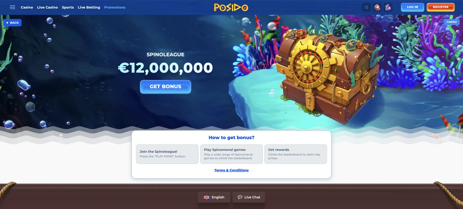 Spinoleague Posido Casino Bonus: Spinoleague