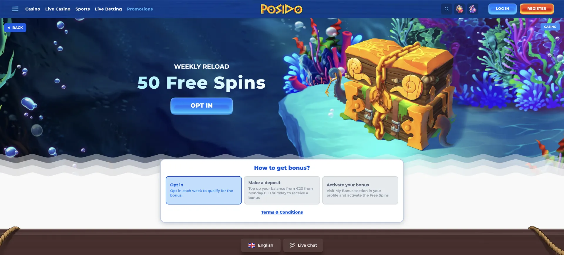 Posido Casino Withdrawal: Weekly Reload